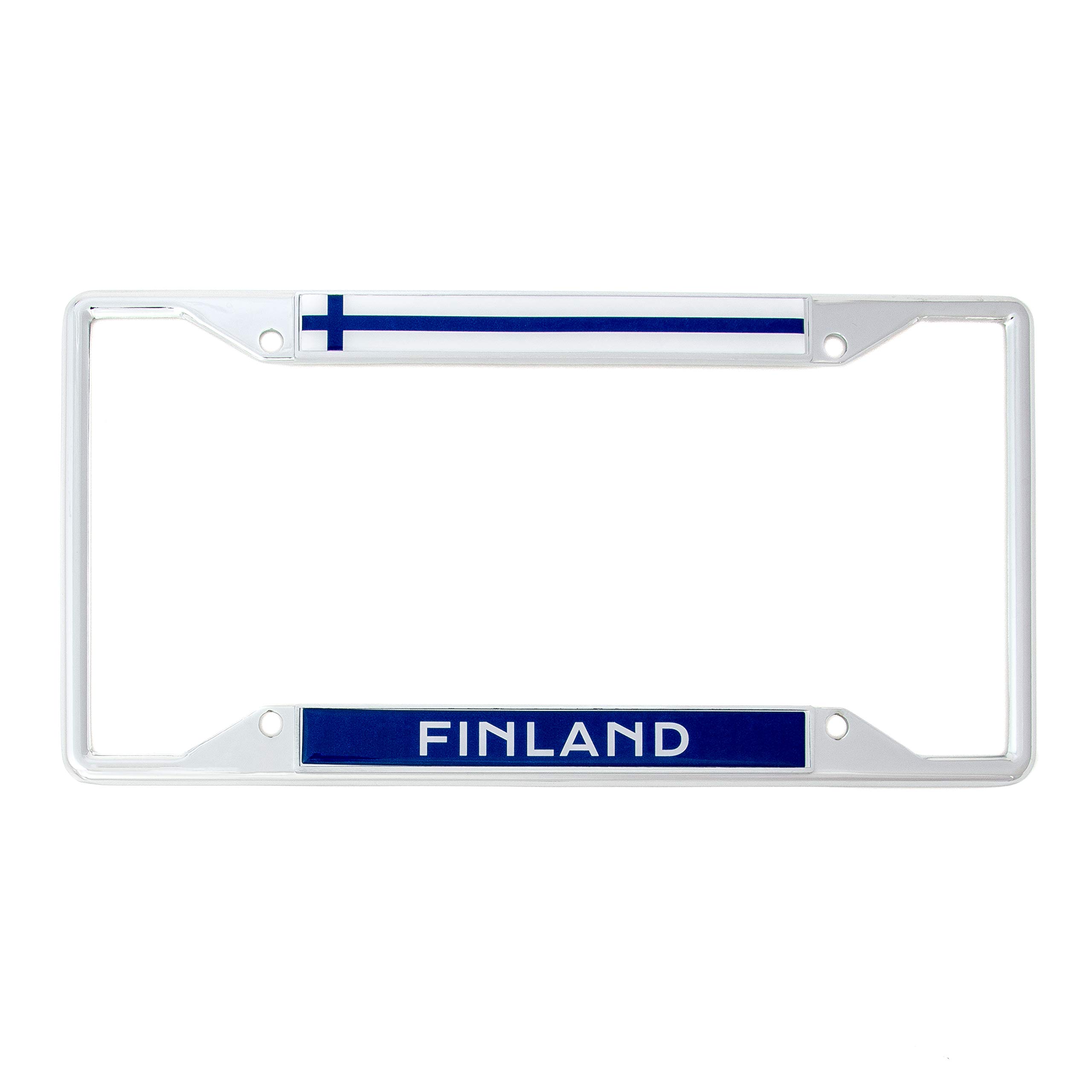 Desert Cactus Finland Flag Car Accessories Finnish Country Metal License Plate Frame and Tag Holder for Front or Rear of Car Trucks SUVs and Other Vehicles
