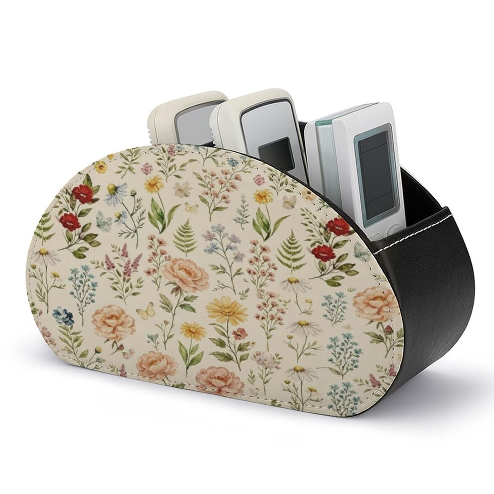 Btcowzrv Style Wildflower Remote Control Holder With 5 Compartments