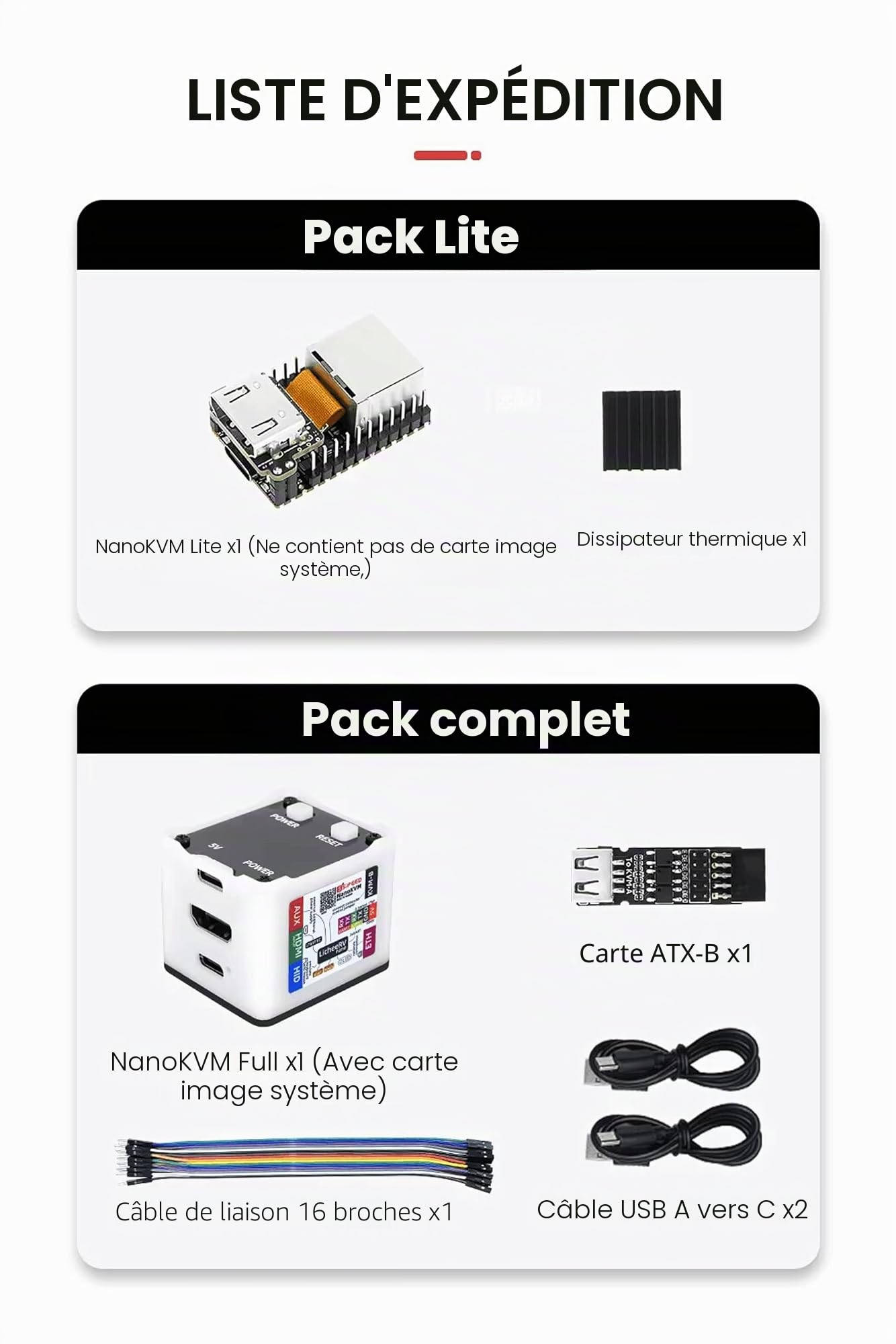 Sipeed NanoKVM IP-KVM Mini serveur de maintenance des opérations de contrôle à distance, 1TOPS NPU 1 GHz C906 RISC-V Linux, avec port réseau USB HDMI 100 m (NanoKVM Ensemble complet)