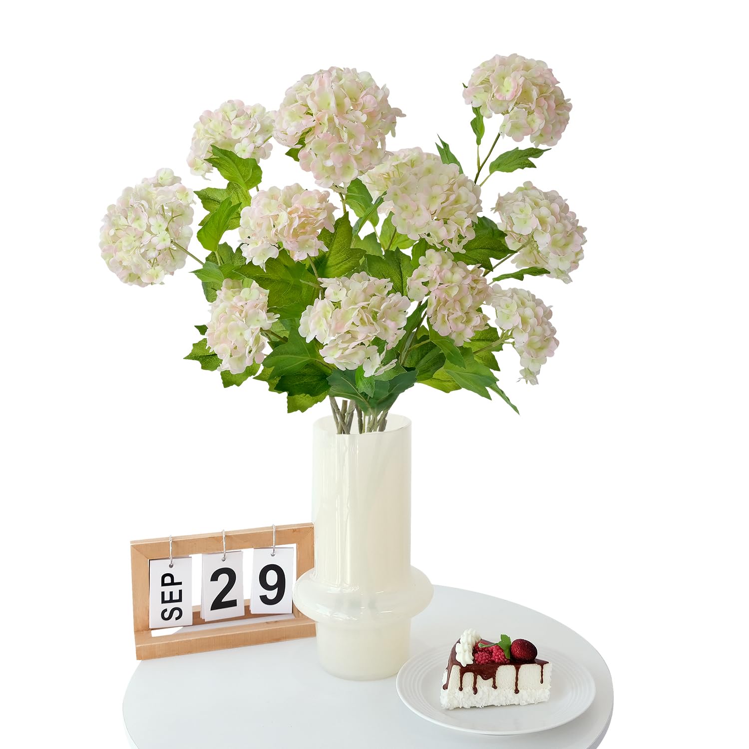 Wcro Lot de 4 petites fleurs d'hortensia artificielles en soie pour fête de mariage, décoration d'intérieur (blanc et vert Wcro Lot de 4 petites fleurs d'hortensia artificielles en soie pour fête de mariage, décoration d'intérieur (blanc et vert