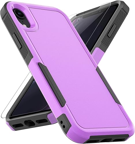 Funda para iPhone XR funda protectora de doble capa resistente para teléfono celular, a prueba de golpes, resistente, con protector de pantalla,
