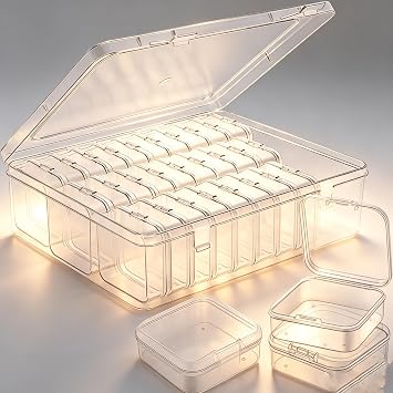 30Pcs Bead Organizer, Clear Plastic Cases for Pearl Bracelets and Small Accessories 2.17 x 2.17x0.79 inches