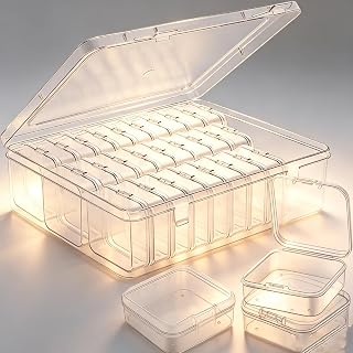 30Pcs Bead Organizer, Clear Plastic Cases for Pearl Bracelets and Small Accessories (2.17 x 2.17x0.79 inches)