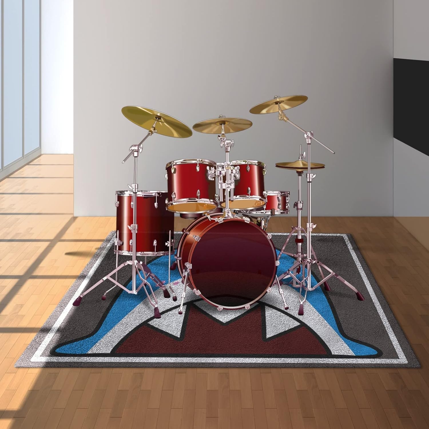 Drum Rug, Drum Set Carpet,Bedroom Living Room Decor,Soundproof Rug Pads Drum Accessories for Drum Set,Non-Slip Carpet,Great Gift for Drummers(B,4 * 5ft)