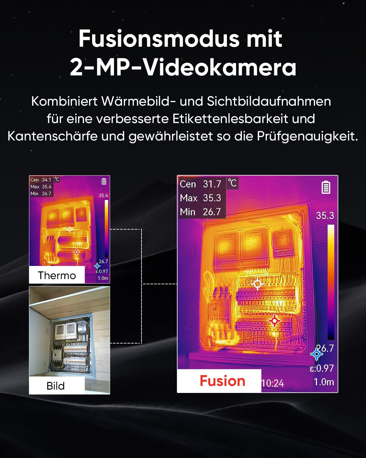 HIKMICRO B10S Wärmebildkamera IR Auflösung 256 x 192, eingebauten 2MP Kamera, Wärmebildkamera für Gebäudeinspektion, 25 Hz Bildwiederholfrequenz, 640 × 480 Auflösung LCD Bildschirm, IP54, -20°C~550°C