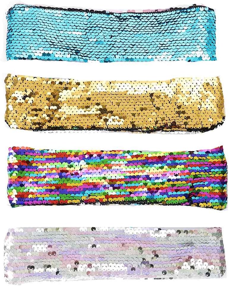 Fairvir Boho Headband Purple Sequin Mermaid Bling Hair Bands Party Date Stretchy Bohemia Hair Accessories for Women and Girls(4pcs) - Image 3