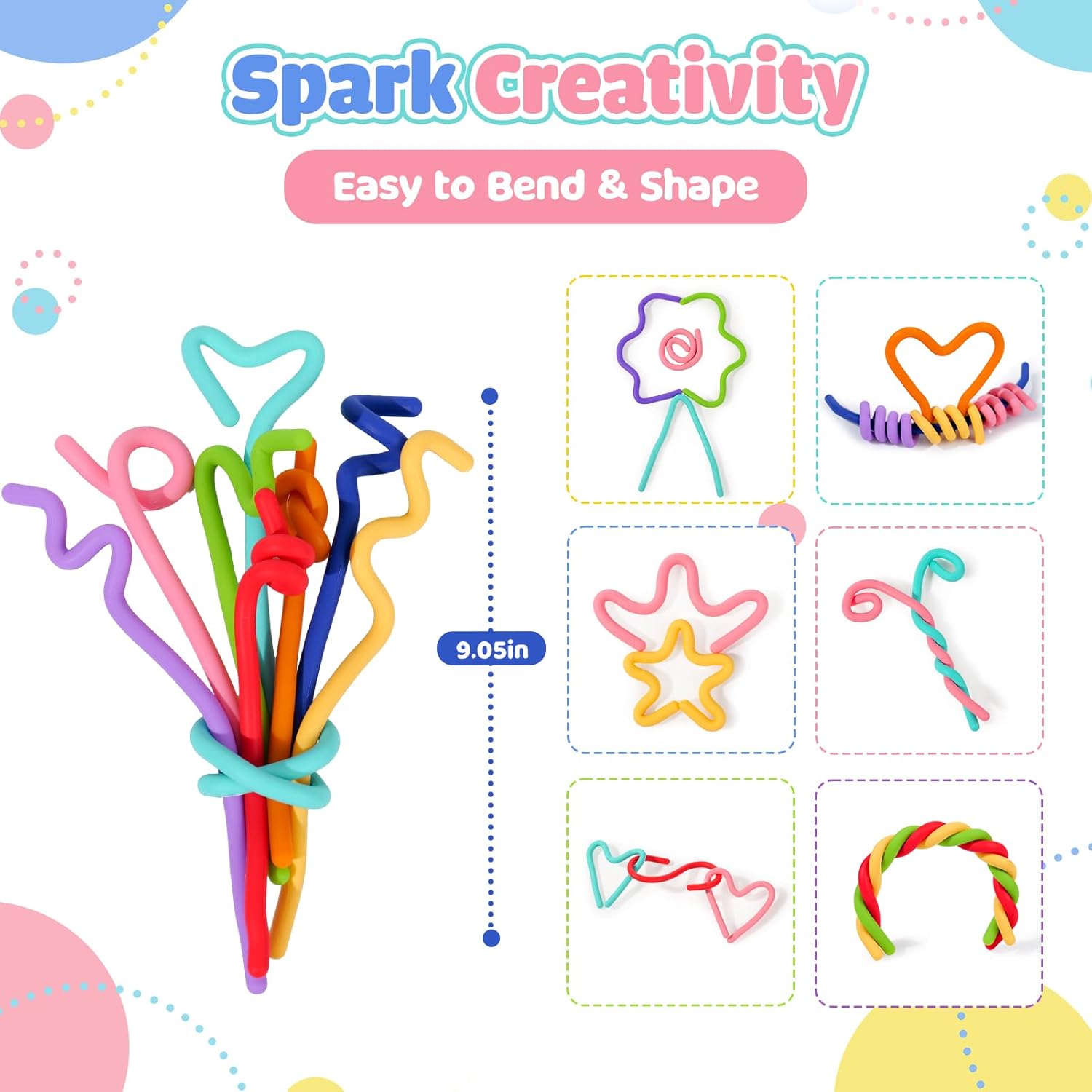 Sensory Toys Fidget Sticks for Kids: 8 Pack Creative Silicone Fidget Sticks - Sensory Toys for Autism ADHD Stress Relief - Quiet Desk Fidgets for Classroom Prizes - Calm Down Travel Airplane Toys