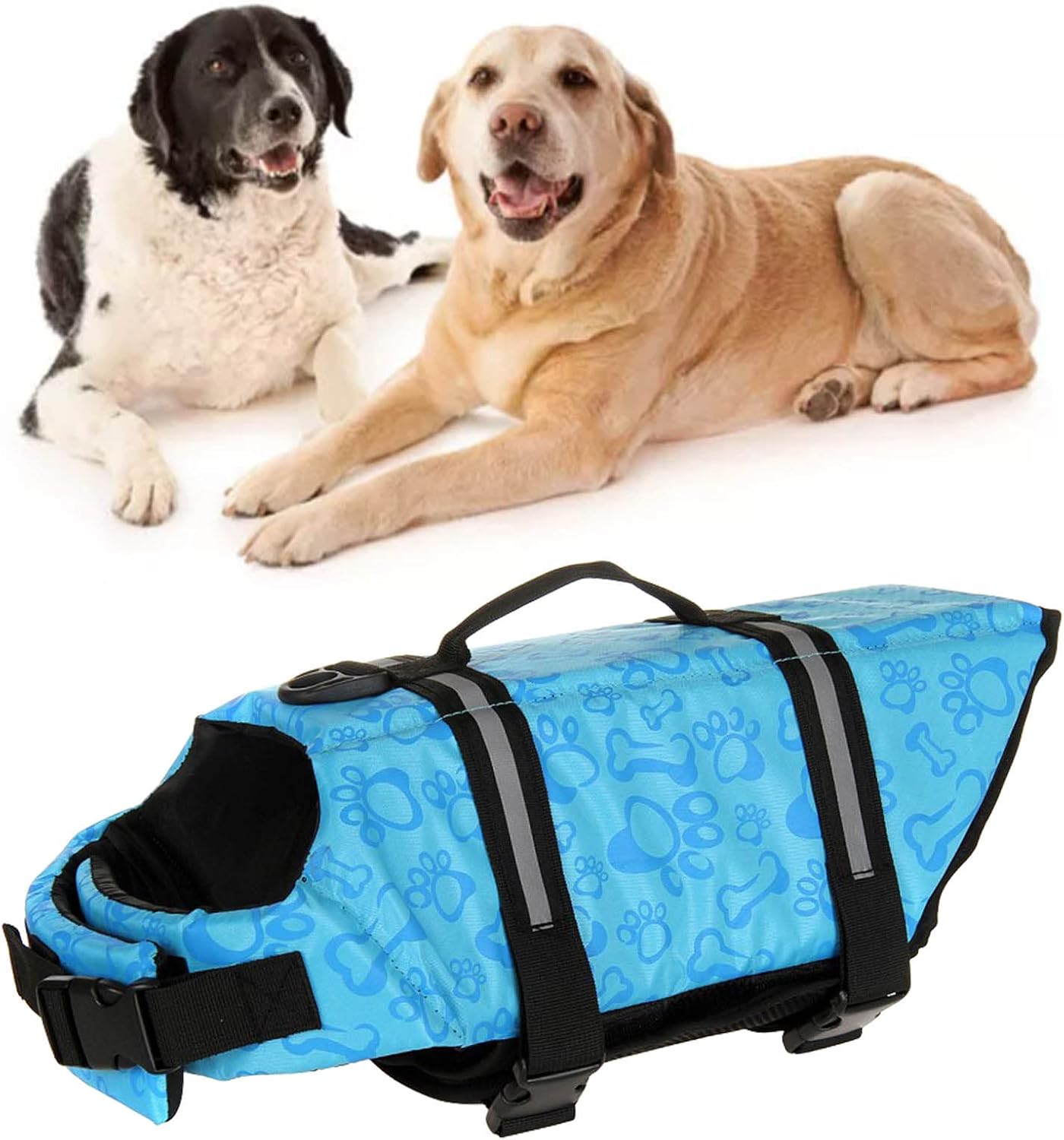 Pet Life Preserver, Jacket Reflective Breathable Mesh Portable with High Buoyancy Dog Lifesaver Flotation Vest for Boating Swimming and Beach Small Medium Large Dogs Lightweight