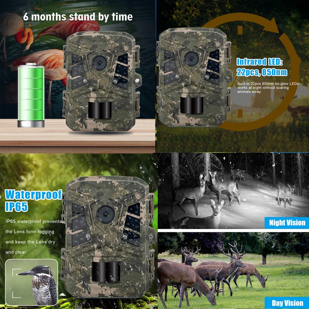 TIMIFIS Caméra de Chasse Caméra Photo 12MP Piège Vision Nocturne Caméra de Chasse Sauvage 1080P Cadeau Scout