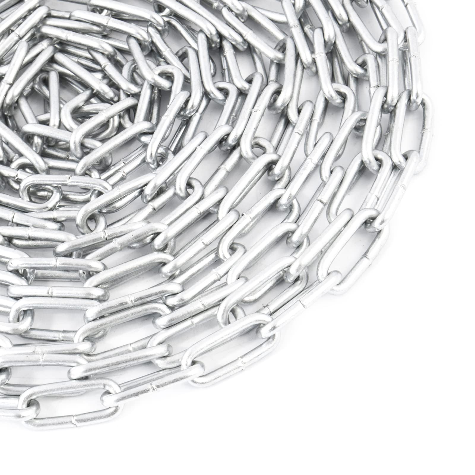 DQPP Cadena de acero C15 | DIN 5685 | 3 mm | galvanizada | 50 m | eslabones cortos | cadena de eslabones | se vende por metros | cadena de barrera, metal, cadena de acero redondo | cadena de metal |