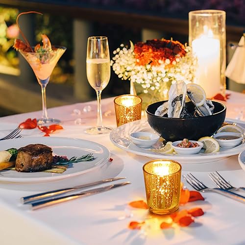 Miniatura 5 de Raiten 50 portavelas votivas de vidrio a granel, portavelas votivas, portavelas de té para decoración de fiesta de San Valentín, centro de mesa de