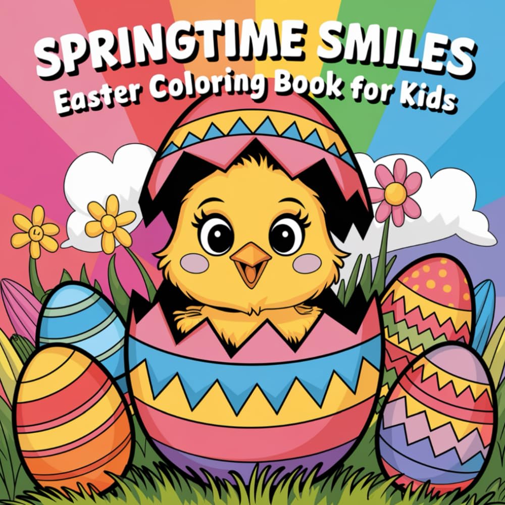 Springtime Smiles Easter: Bold and Easy Seasonal Holiday Designs with Adorable Bunnies, Decorated Eggs, and Cheerful Chicks for Relaxation, ... Skills Development Coloring Book For Kids