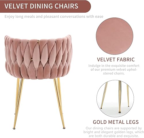 Miniatura 102 de Juego de 2 sillas de comedor de terciopelo, sillas tapizadas tejidas para sala de estar, sillas modernas de cocina y comedor, sillas decorativas de