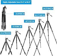 Vista 8 de Trípode portátil de viaje de 64.5 pulgadas, compatible con cámaras SLR, teléfonos celulares, binoculares, visores de observación, monoculares