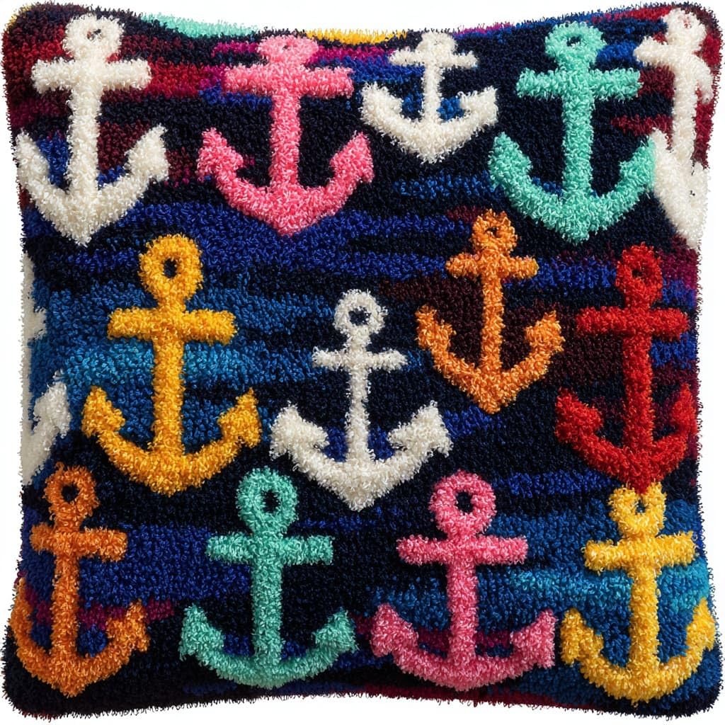 Wallustrioaw Latch Hook Cushions-A Latch Hook Cushion Kits,Anchor