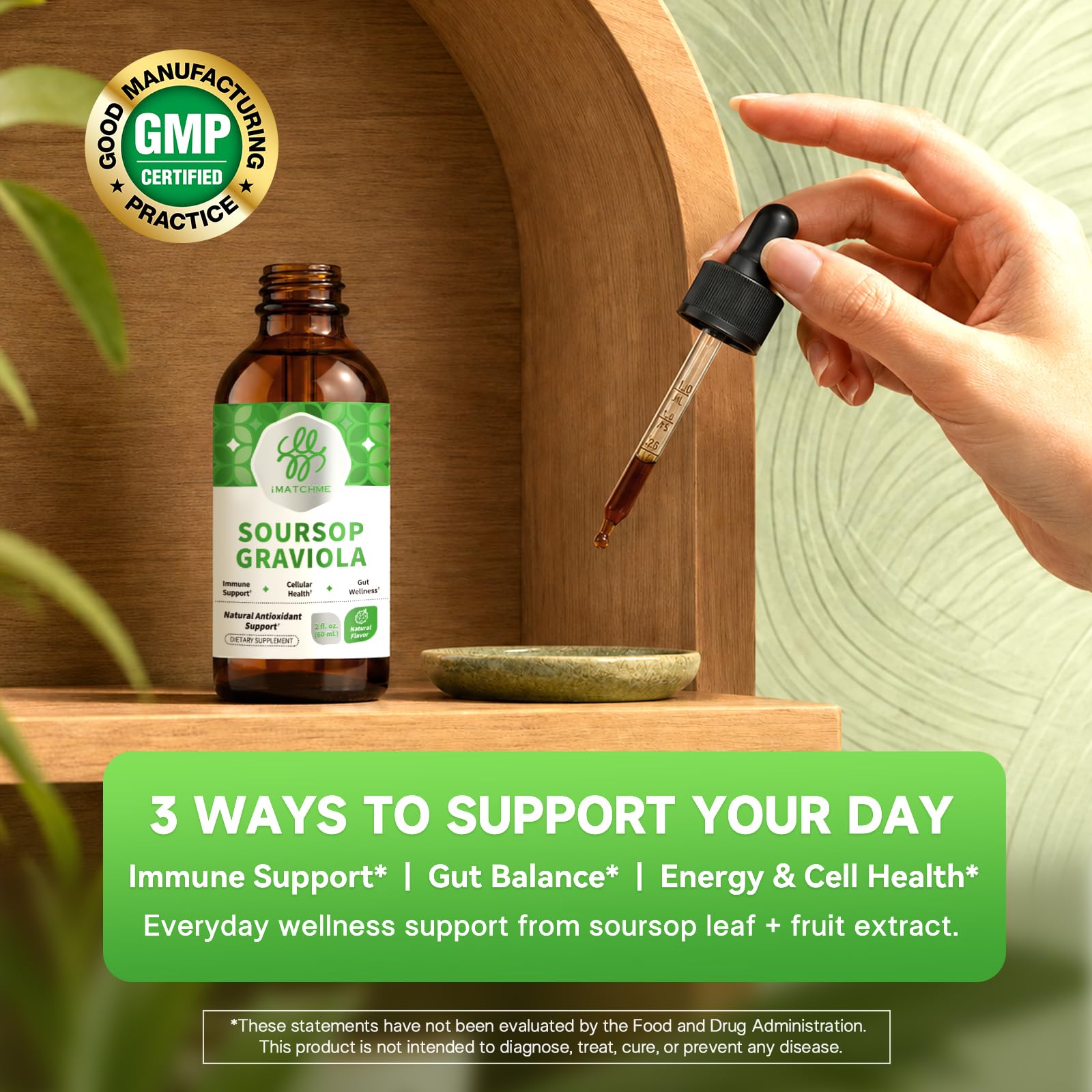 Soursop Graviola Liquid Drop for Cell Support & Regeneration, Immune System and Gut Health Support, Soursop Bitters Liquid, Herbal Goodness, Sugar/Gluten Free, Natural Flavor, 2 Fl Oz — Amazon image 3