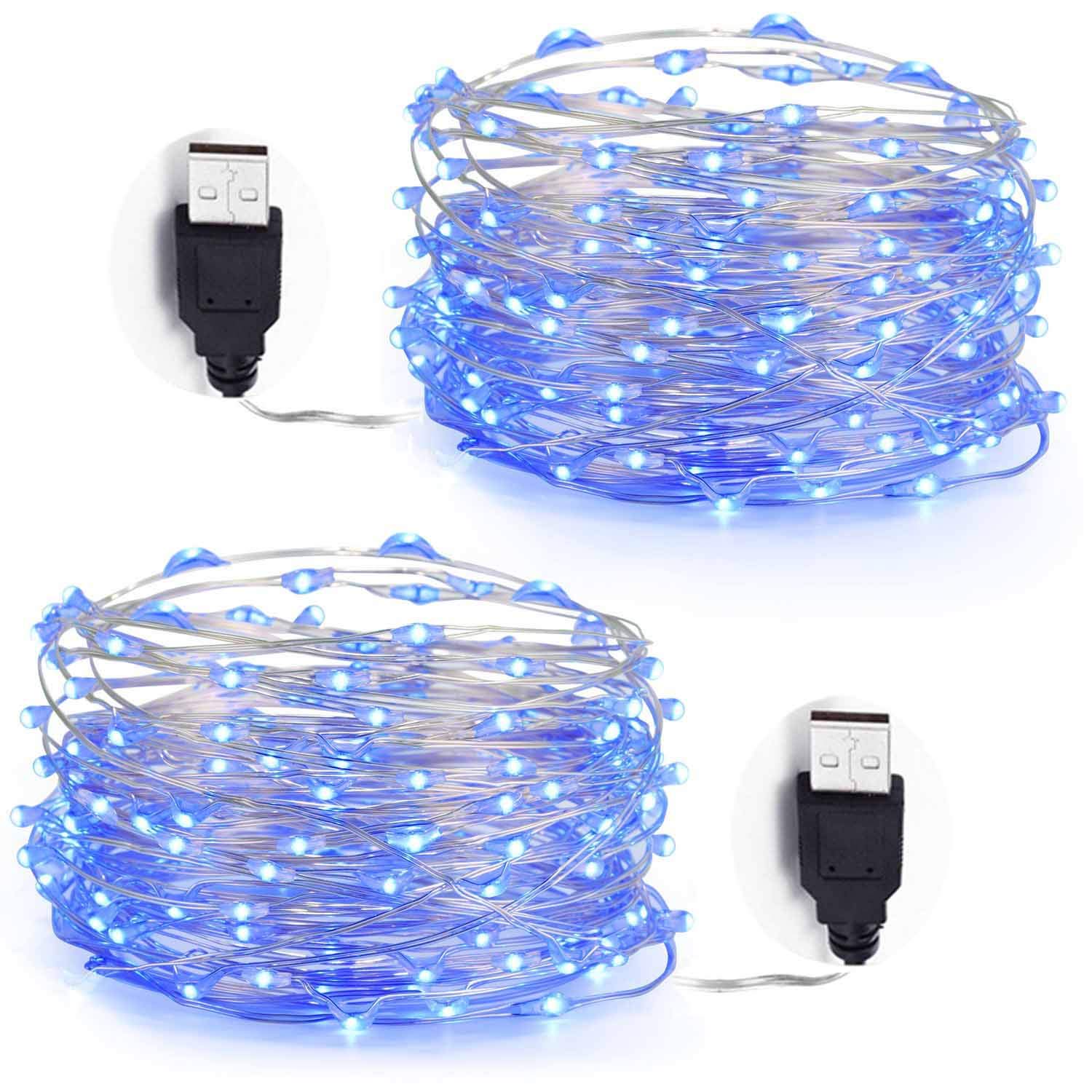 SALCAR Lucine Led USB, 2 Pezzi 10M 100 LED Filo di Rame Catena Luminosa Luci Natale per Interni ed Esterni, Luci Stringa Decorative per Albero, Festa, Natale, Matrimonio, Giardino (Bianco Caldo