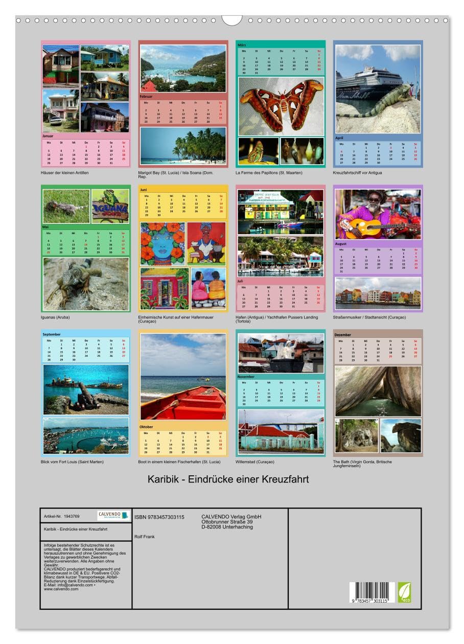Karibik - Eindrücke einer Kreuzfahrt (Wandkalender 2026 DIN A2 hoch), CALVENDO Monatskalender: Zwei Wochen mit einem Top-Schiff durch die Karibik (CALVENDO Orte)