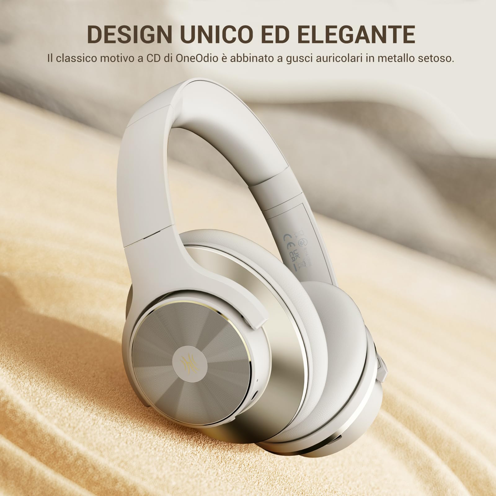 OneOdio A10 Cuffie Bluetooth Over Ear Cuffie Wireless Bluetooth con Cancellazione Attiva Rumore Adattiva fino al 98%,Ttecnologia ANC Ibrida,Riproduzione 62 Ore,Comodo da indossare Grigio Arg