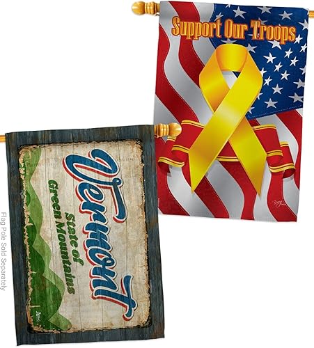 Americana Home & Garden Vermont Vintage House Flag Pack Regional States American Territories Republic Country Particular Area Support Our Troops