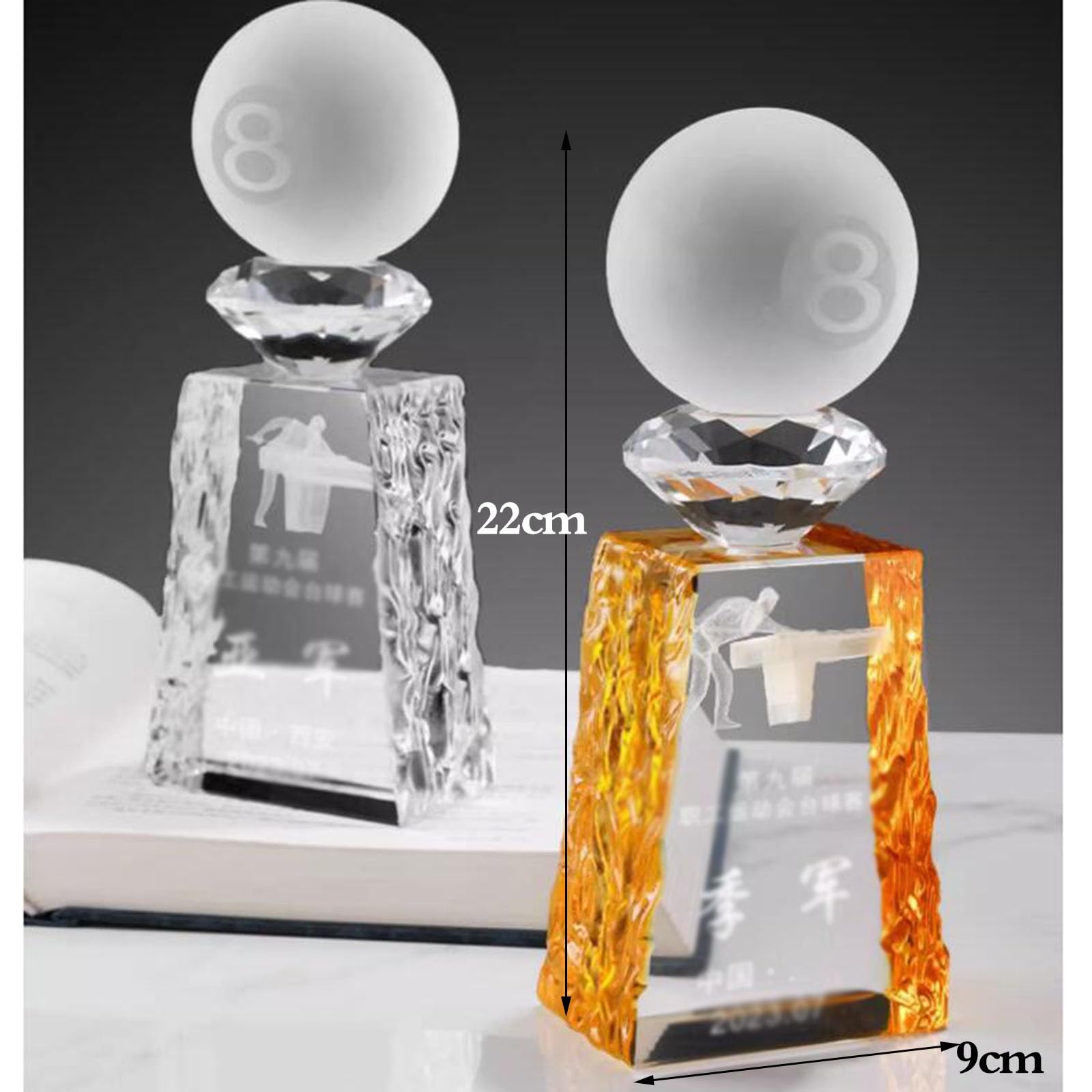 Trofeos, medallas y premios Trofeo De Cristal De Billar Creativo. Trofeo De Competición De Billar Del Club De Billar. Trofeo De Recuerdo Del Campeonato Del Torneo De Billar ( Color : ClearA , S : 9*22