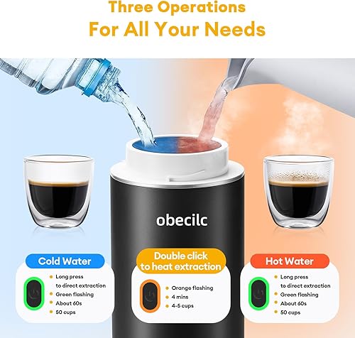 Miniatura 5 de Máquina de café expreso portátil para viajes, cafetera espresso de 20 barras con USB, cafetera de viaje 3 en 1 autocalentable, compatible con café