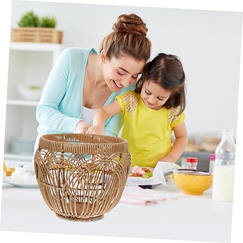 Miniatura 2 de Cesta de almacenamiento tejida de imitación de ratán organizador para oficina en casa, material PP, contenedor multiusos para aperitivos, frutas