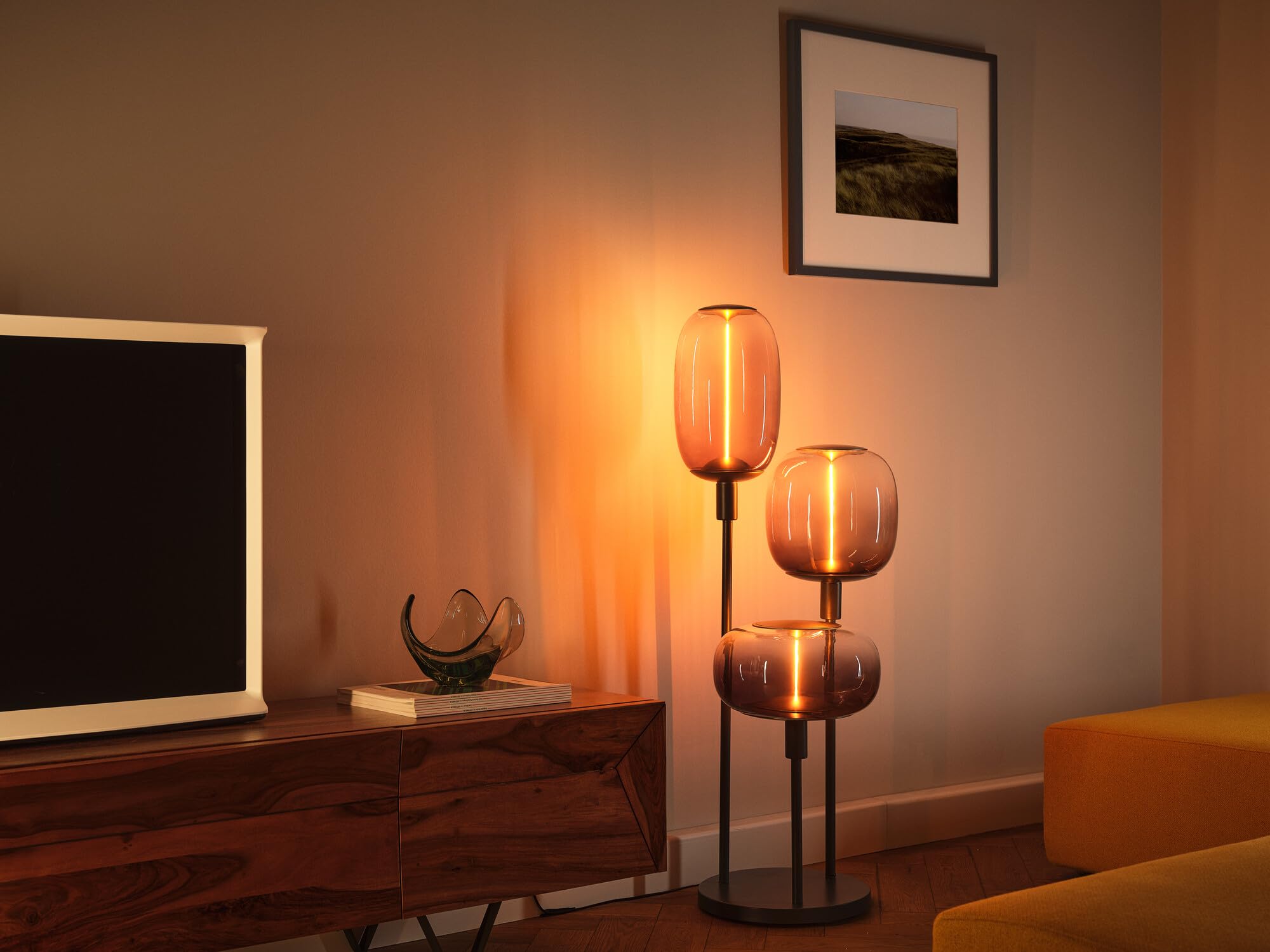 LEDVANCE Lámpara de pie decorativa con 3 casquillos E27, tres soportes (altura 36cm, 59cm y 78cm),gris oscuro, con cable de alimentación de 1,8m, lámpara LED OSRAM 1906 a juego disponible por separado