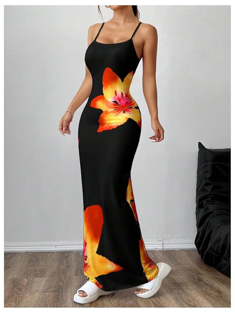 Amazon.com: Milumia Women's Floral Cami Maxi Dress Summer