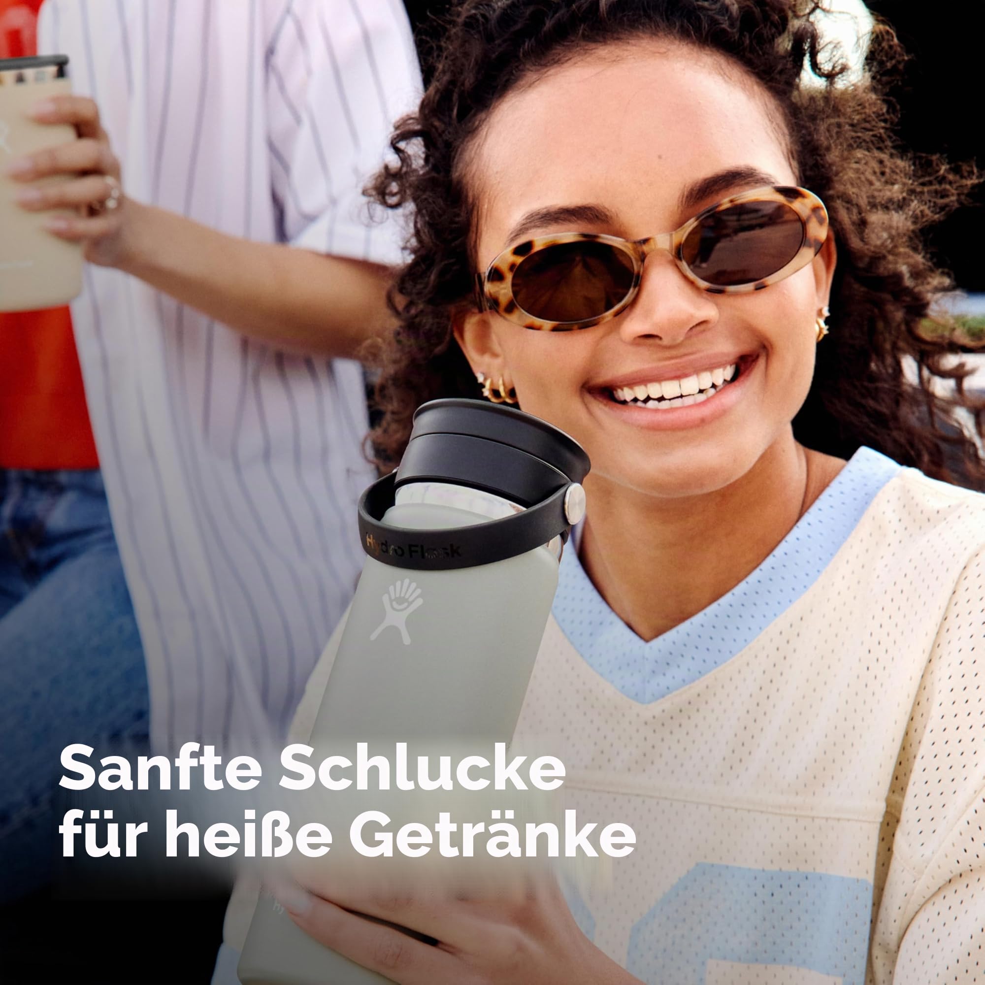 HYDRO FLASK Reise-Kaffeeflasche, 473 ml, vakuumisolierter Edelstahl-Becher mit Flex-Trinkdeckel, BPA-frei, breite Öffnung, Steingrau