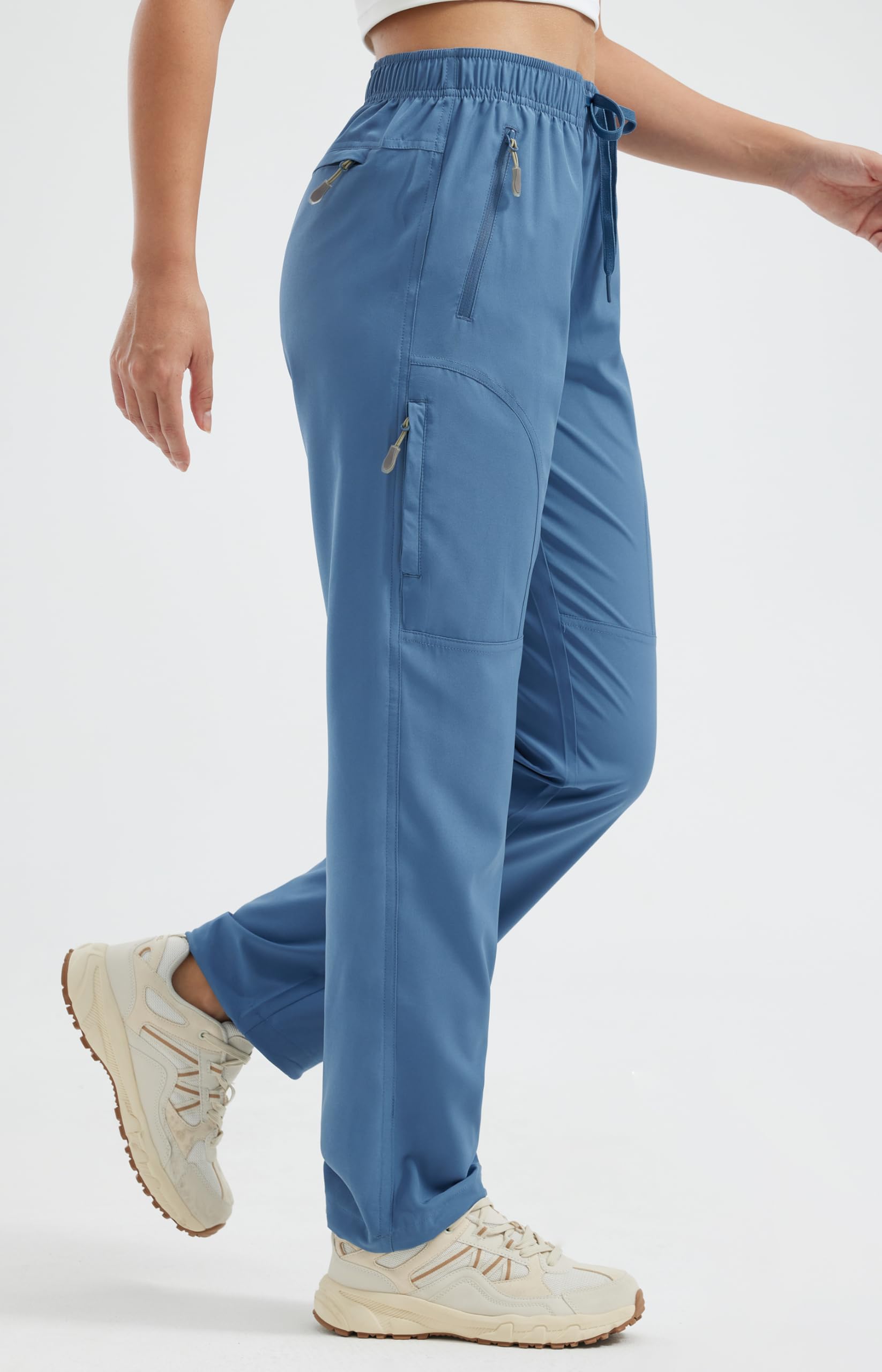 Libin Pantalon de Randonnée Femme Été Cargo Léger Rapide Séchage Imperméable Marche Safari Escalade Jogging Pantalon Poche Zippée