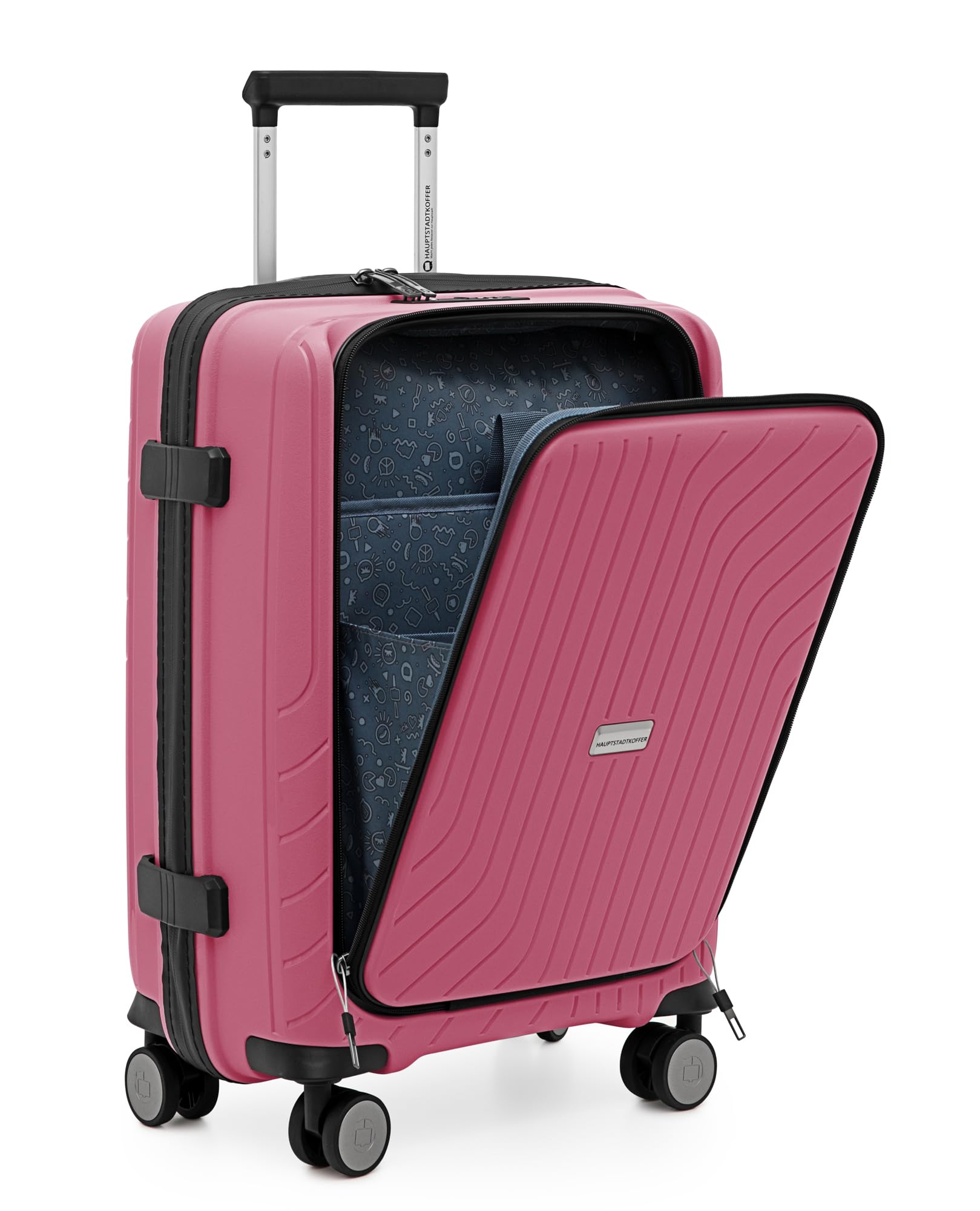 Hauptstadtkoffer TXL Trolley Cabina 55x40x23 cm con Scomparto Laptop, Serratura TSA, Valigia Rigida, 4 Ruote Doppie, Leggera 2,4 kg, Bagaglio a Mano 42L, Berry