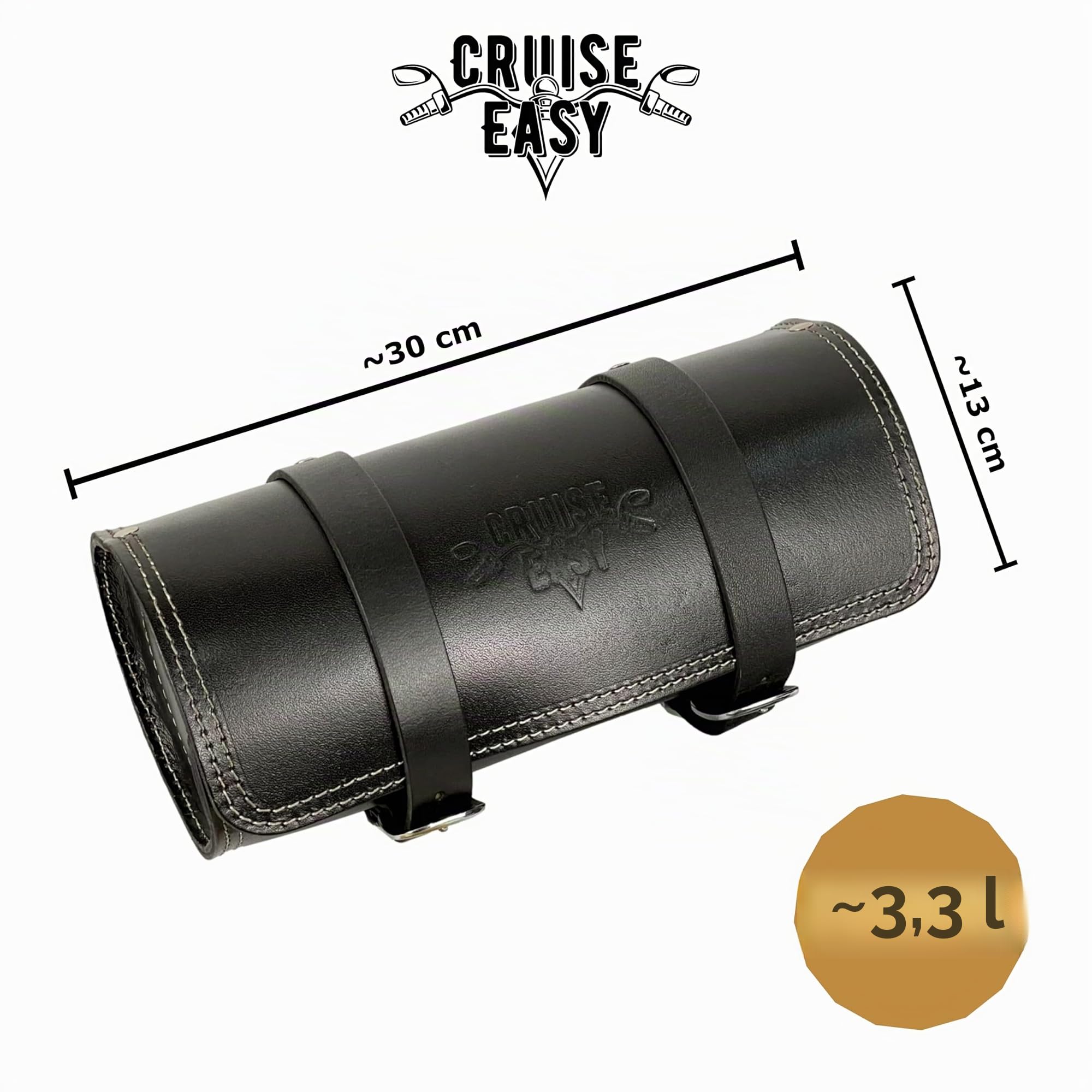 SSacoche à Outils de Moto Sacoche à Outils en Cuir Véritable, Résistante aux Intempéries et Faite à la Main - Modèle Florida - Taille (Environ 3.3 l)
