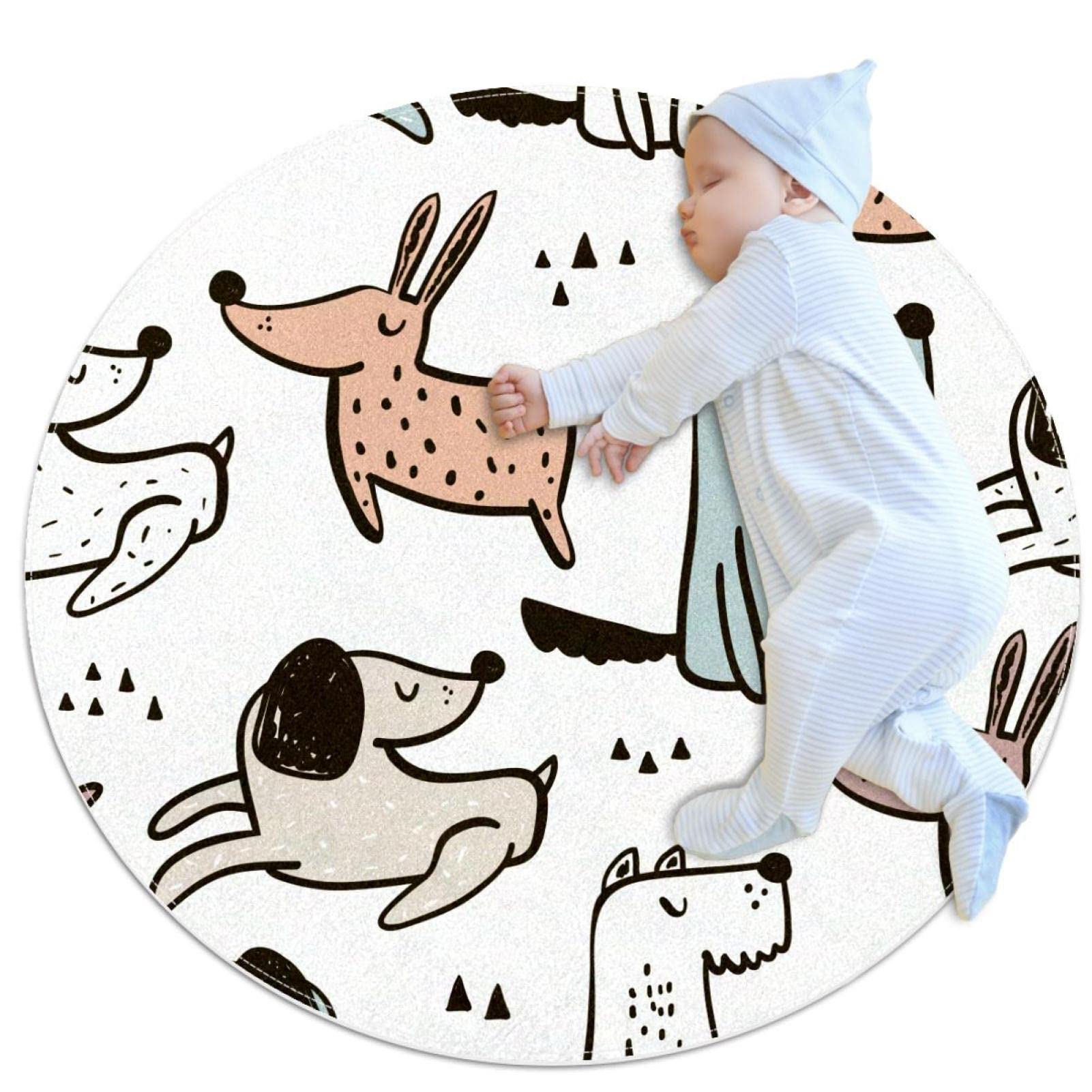 Tapis de Noël rond 100cm doux pour éviter les glissades sur le carrelage