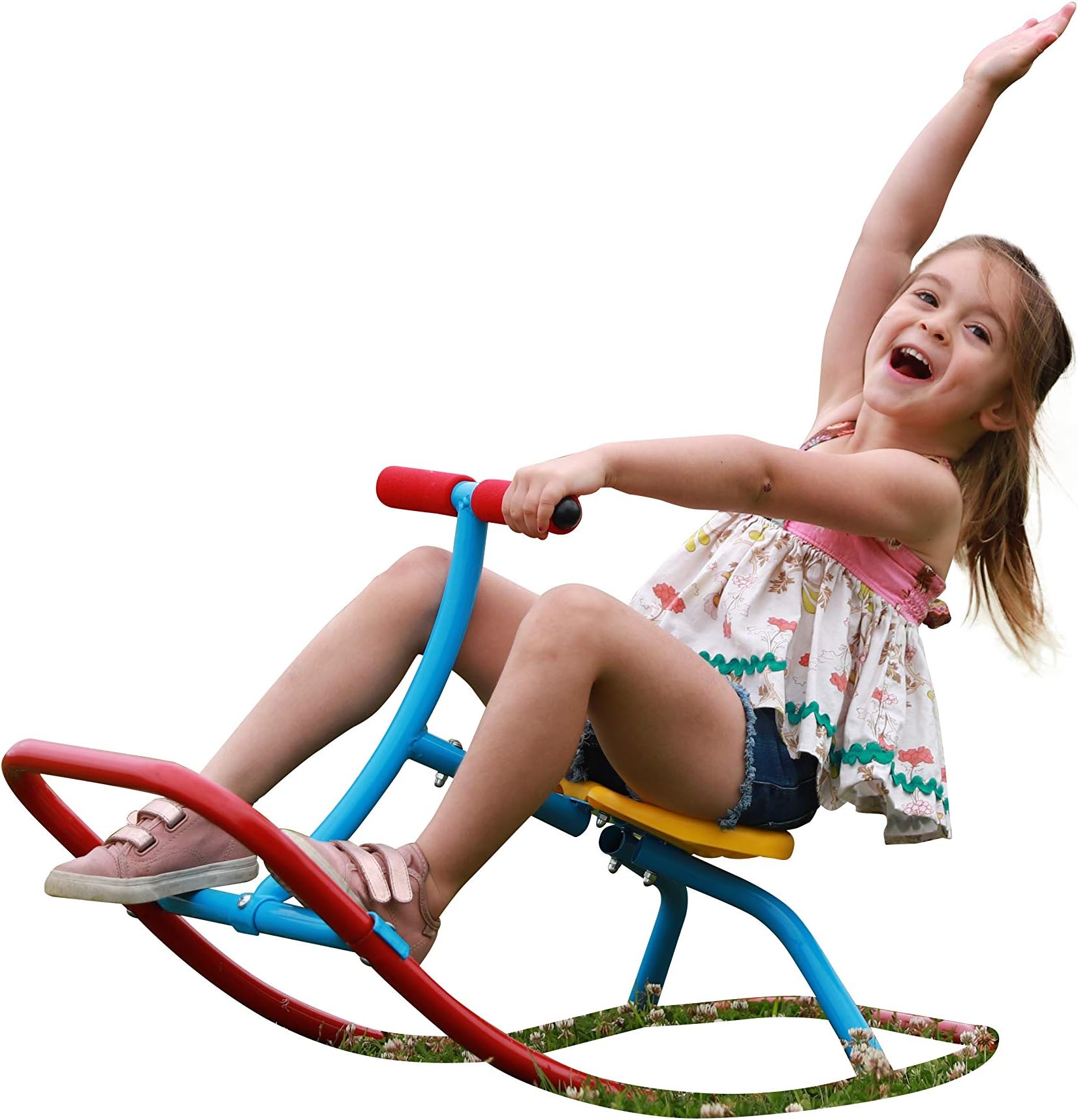 SLIDEWHIZZER Kids Rocking Chair Seesaw Rider: Safe Home Playground Backyard Equipment, Rocker Single Teeter Totter for Youth Junior Kids. (Kid First Seesaw)