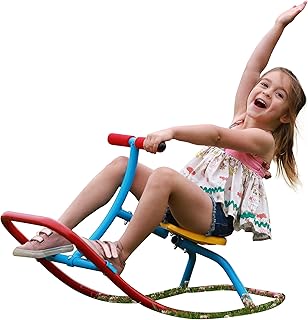 PLATPORTS Kids Rocking Seesaw – Single Rocking Horse for Toddlers 3-5 – Outdoor Teeter Totter Play Equipment for One Child, Steel Ride-On Toy for Backyard Fun