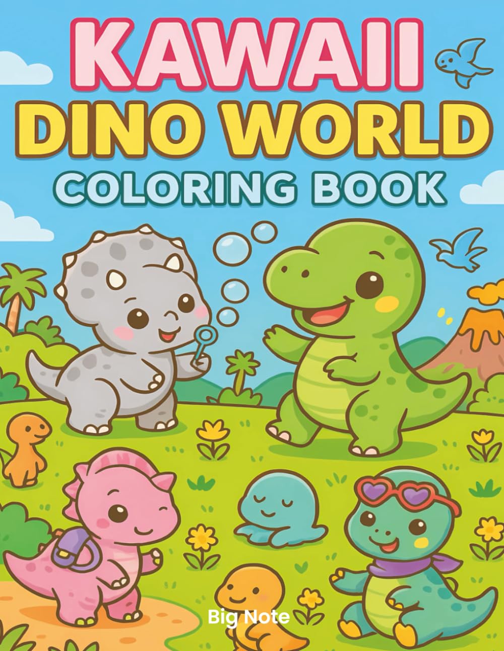 Kawaii Dino World Cute Dinosaur Coloring Book for Kids Ages 48 A Fun