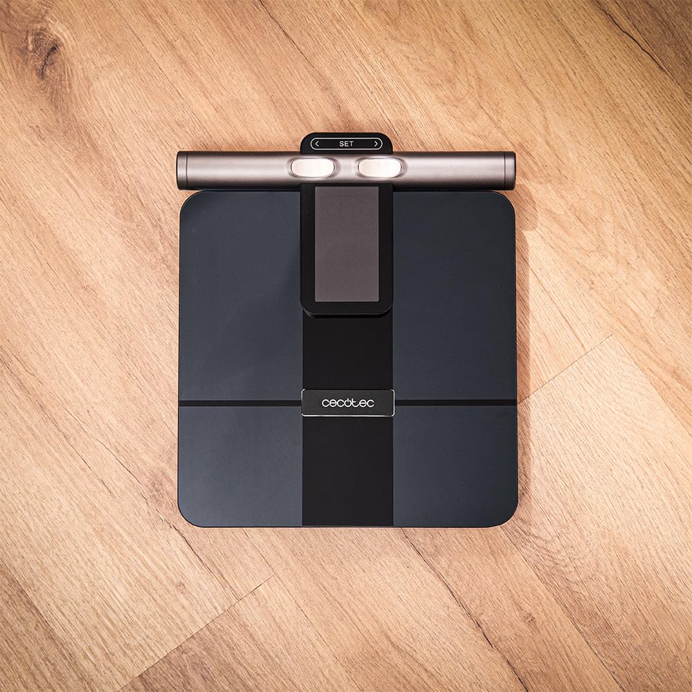 Cecotec Inteligentna waga łazienkowa z aplikacją Surface Precision HealthySmart Pro Technologia BIA, 25 parametrów, wyświetlacz LCD, 8 czujników o wysokiej dokładności, 30 x 30 cm, maksymalna