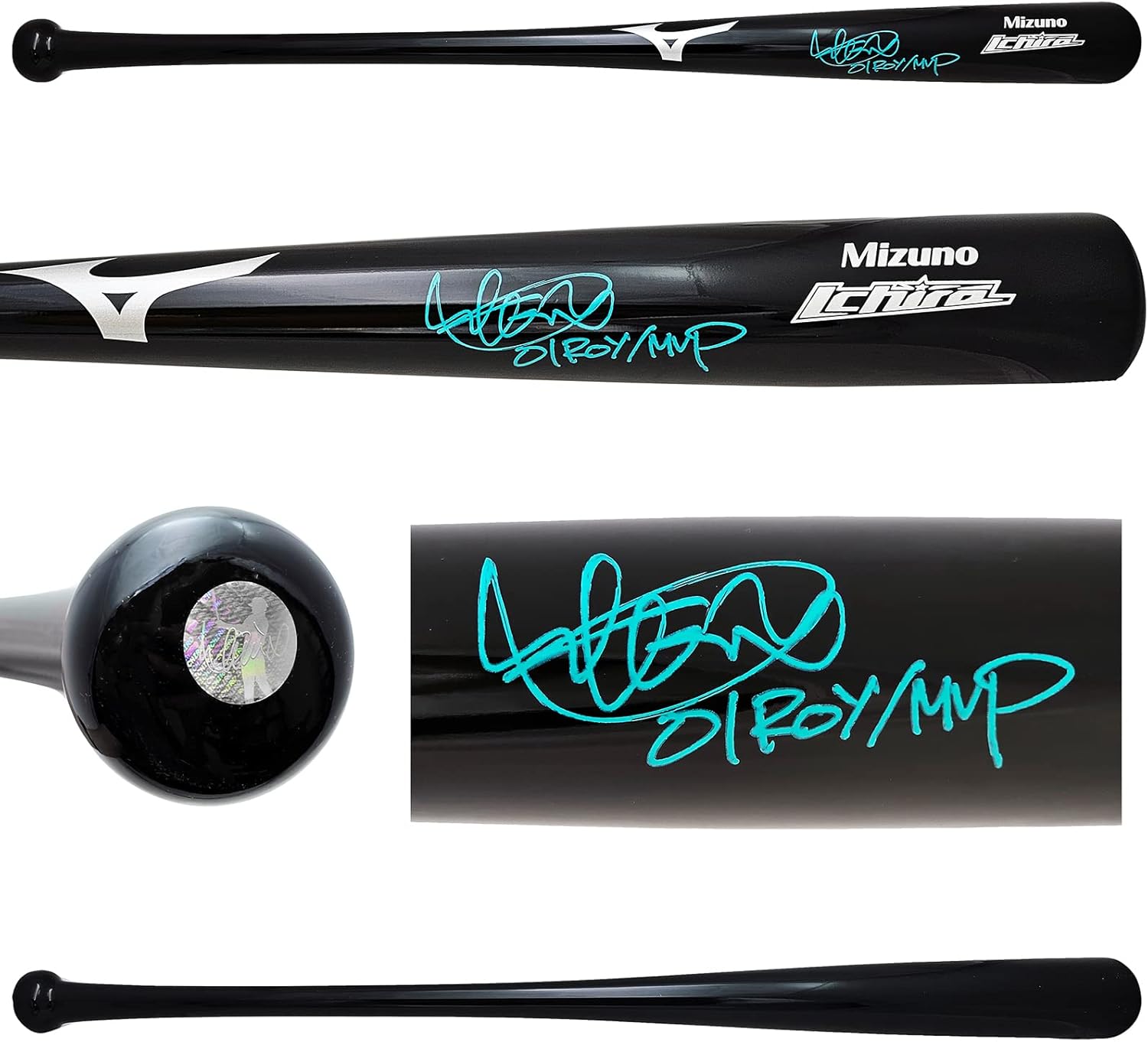 Ichiro Suzuki Autographed Black Authentic Player Model Bat Seattle "01 ROY/MVP" IS Holo Stock #212165