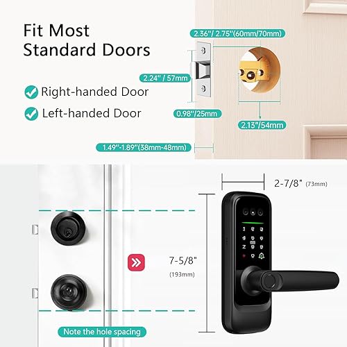 Miniatura 9 de Cerradura inteligente de video con cámara, mango de puerta de reconocimiento facial 3D y vena de palma, teclado de huellas dactilares, cerradura de