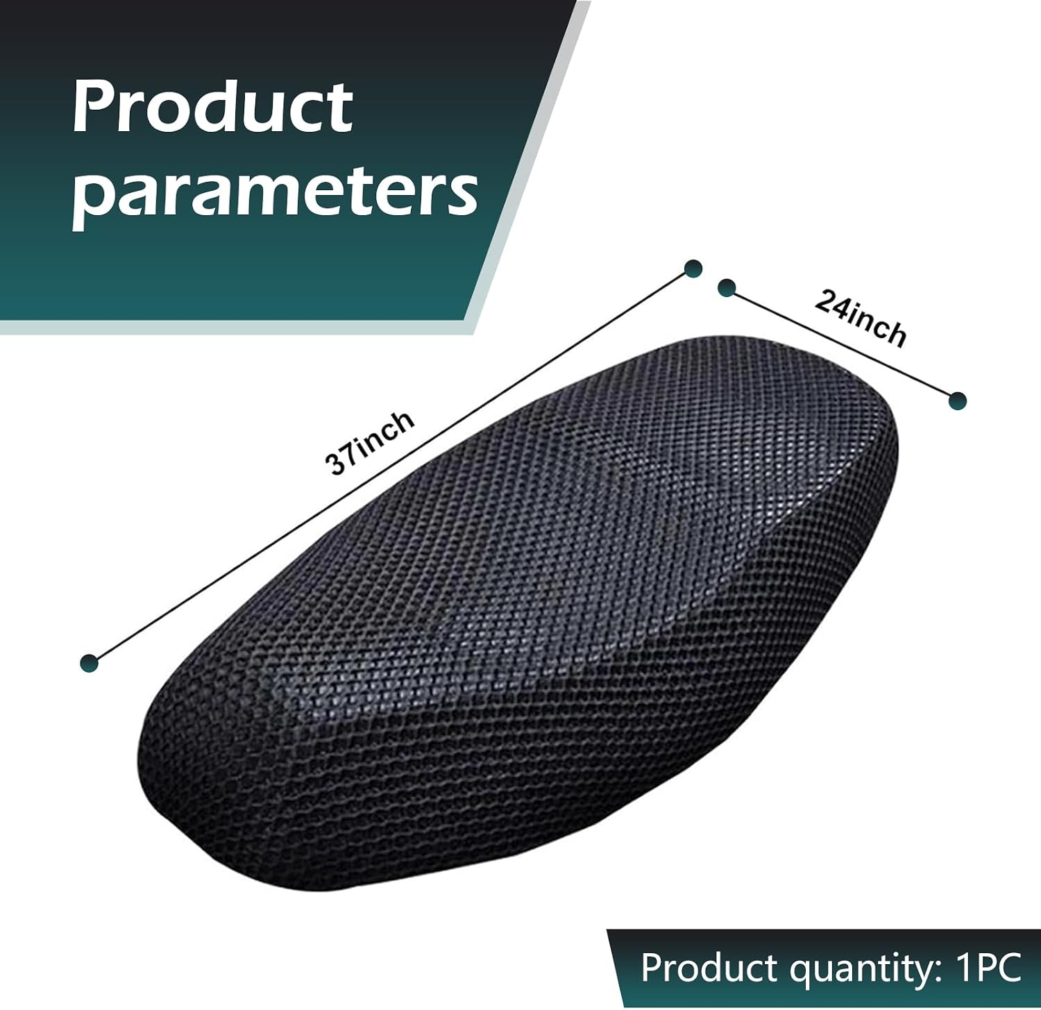 Motorcycle Seat Cover, Anti-Slip Cushion, Insulated and Breathable Honeycomb Mesh, 37.4x23.6In Moped Seat Cover (Black)