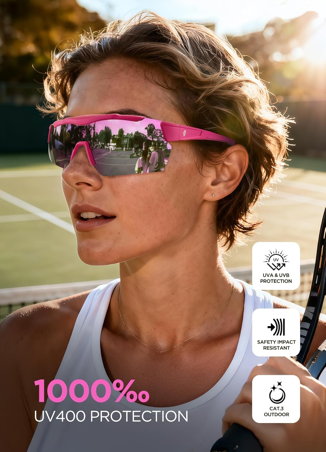 Sunglasses for Men Women Z87, UV 400 Protection,for Pickleball Tennis Running - Image 2