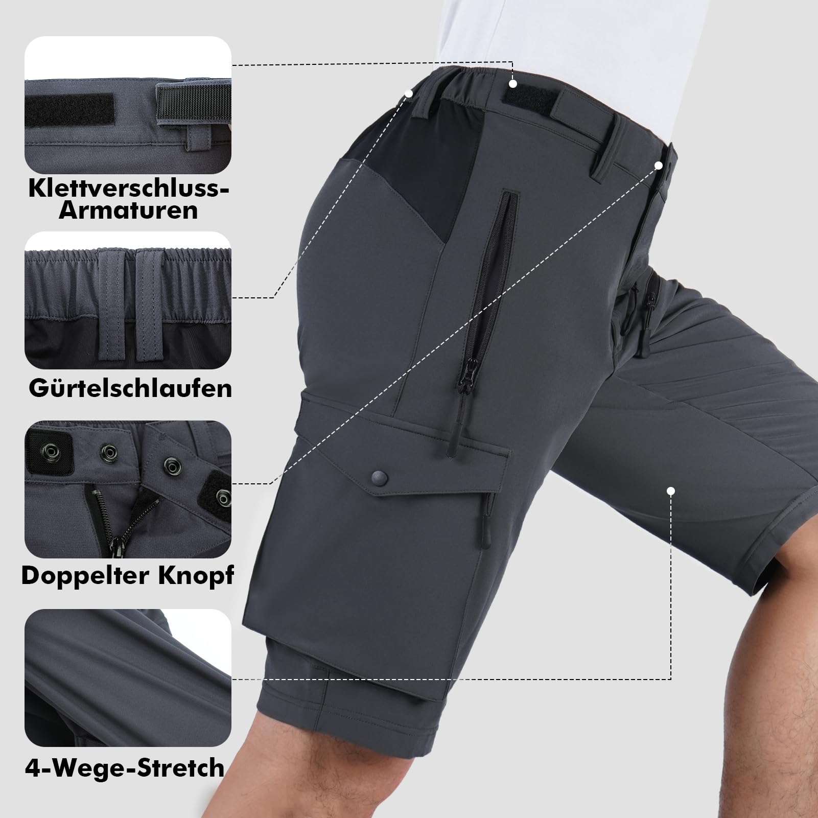 Hiauspor Pantaloni MTB da Uomo Corti da Mountain Bike Pantaloni da Ciclismo Imbottiti Corti