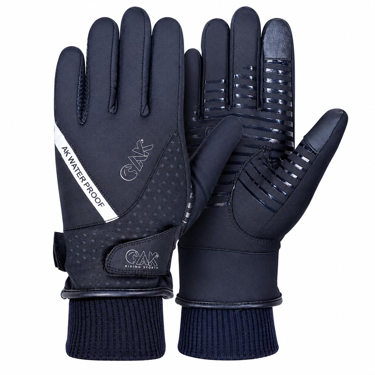 AK AKRS-8391 - Guanti invernali impermeabili per equitazione, colore: Nero