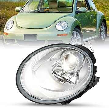 SOCKIR Halogen Headlight Assembly Compatible with 2006 2007 2008 2009 2010 Volkswagen VW Beetle Driver Left Side Headlamp Replacement