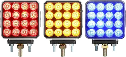 Miniatura 3 de Partsam 2 marcadores de doble cara cuadrada ámbarrojoazul de doble cara de 38 diodosseñal de giro y luz de pedestal LED auxiliar con carcasa