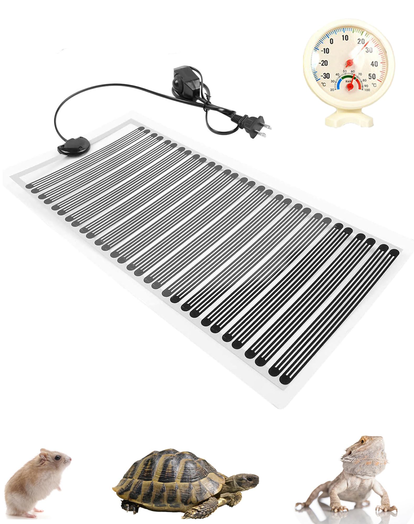 Bonheur 爬虫類ヒーター マット 35W（25*55cm） パネルヒーター シート 昆虫 小動物 ヤドカリ レオパ 飼育専用温湿度計付き