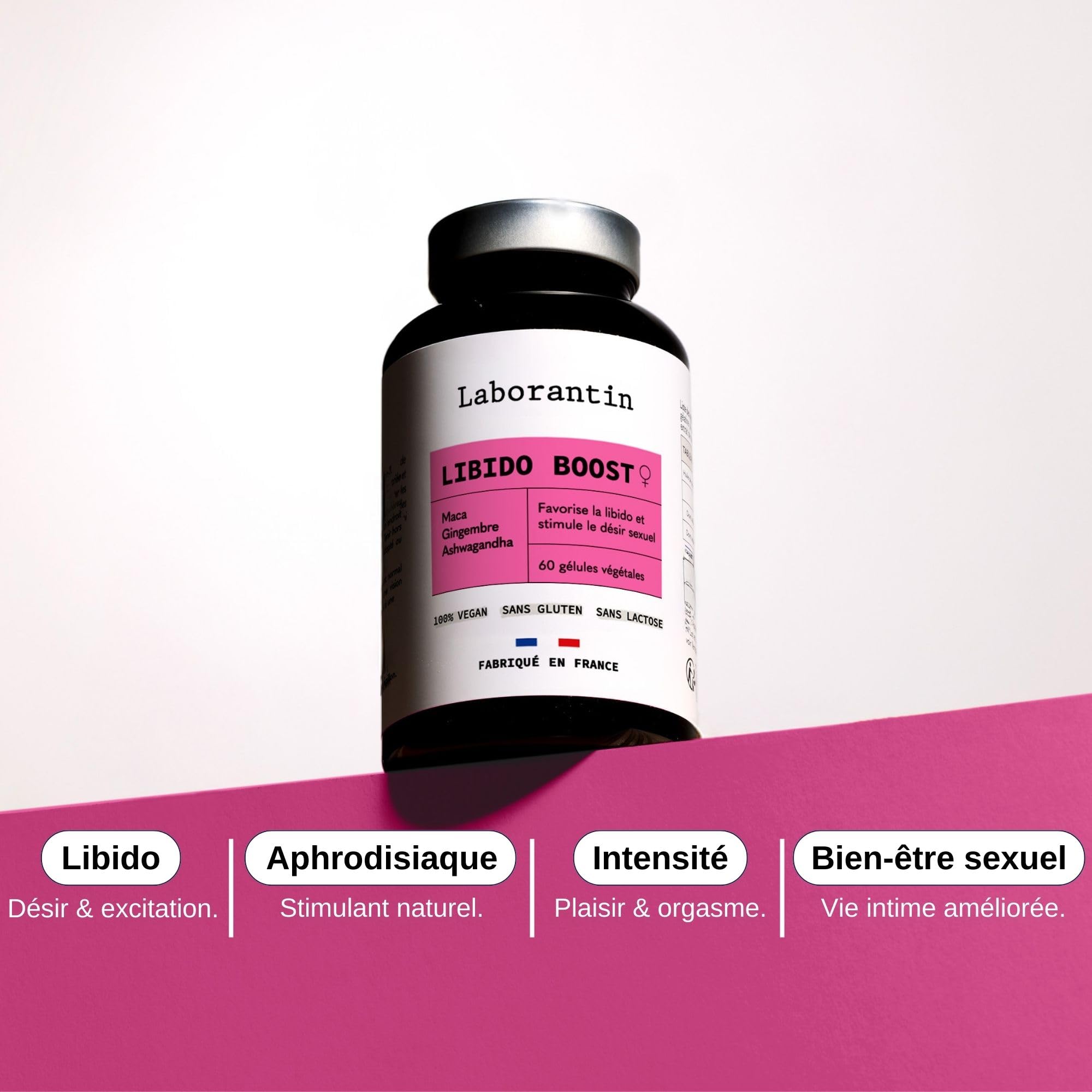 Laborantin Libido Boost Femme Aphrodisiaque Naturel 60 Gélules Vegan | Maca, Ashwagandha, Ginseng, Usage Cure ou Ponctuel, Fabriqué en France