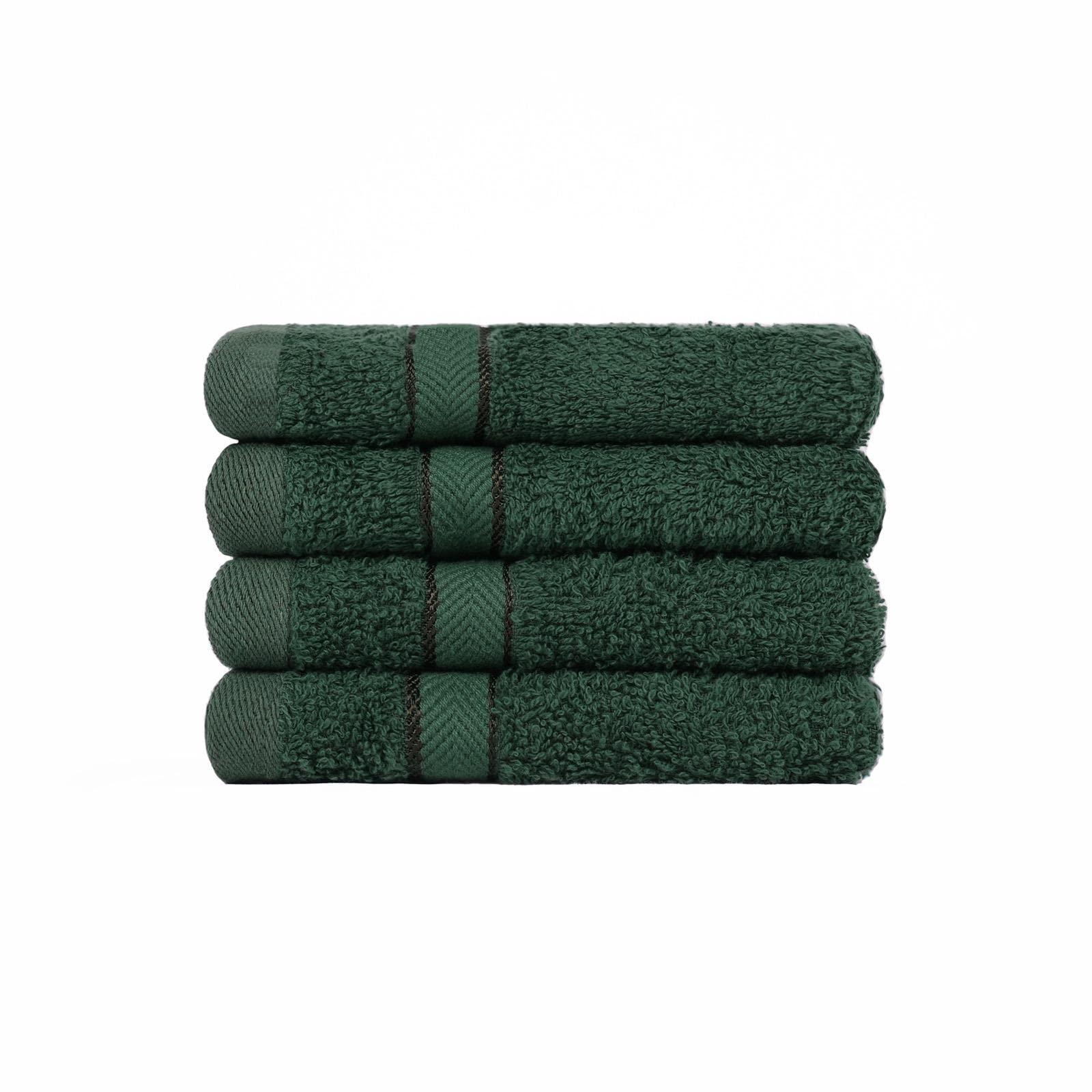 Brentfords 4 Pack Face Cloth for Bathroom, Ultra Soft 100% Cotton Highly Absorbent Forest Green Flannel Washcloth Quick Quy Spa Quality Face Towel Household Essentials, 30x30cm โ image 1