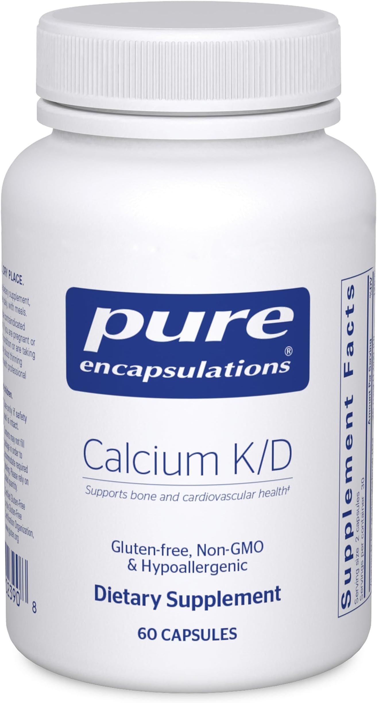 Pure Encapsulations Calcium K/D | Supplement for Bone Strength, Immune System, Colon, and Cardiovascular Health* | 60 Capsules
